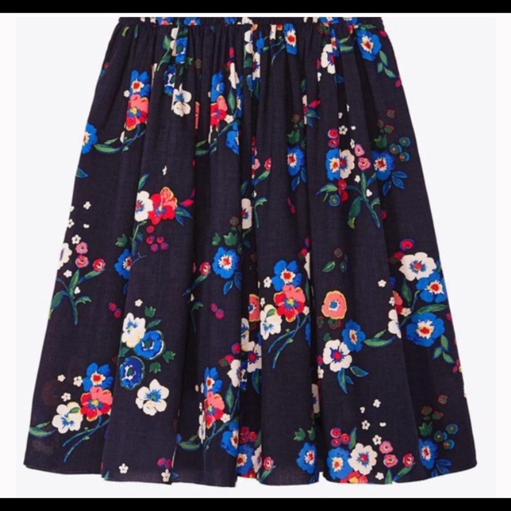 Tory Burch Blue Blaire Floral Print Skirt SZ 12 - Picture 5 of 5